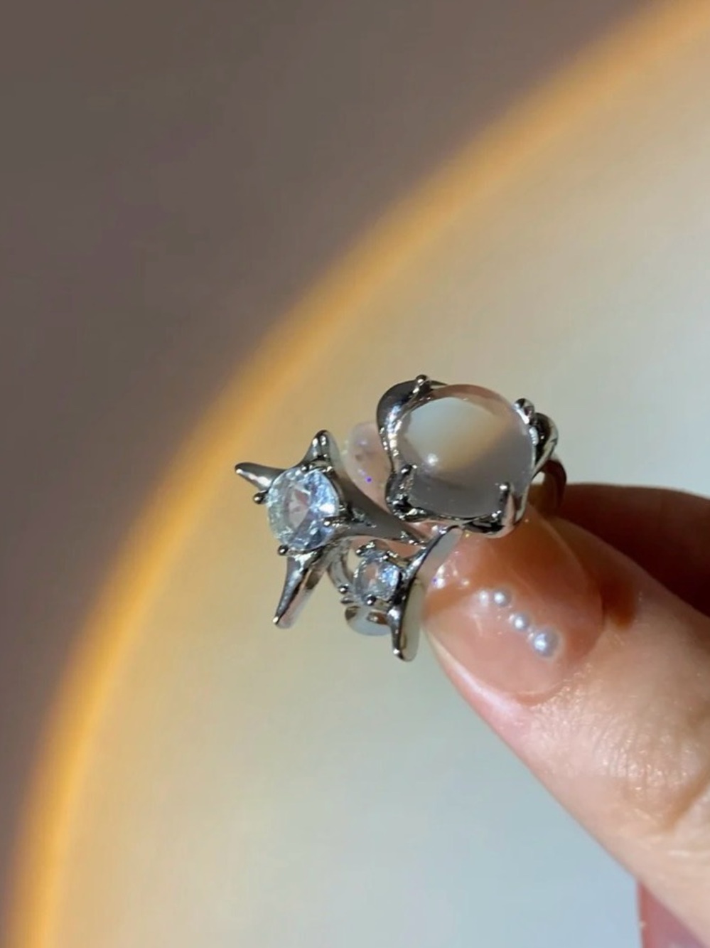 Silver Ethereal Y2K-Inspired Statement Piece Ring
